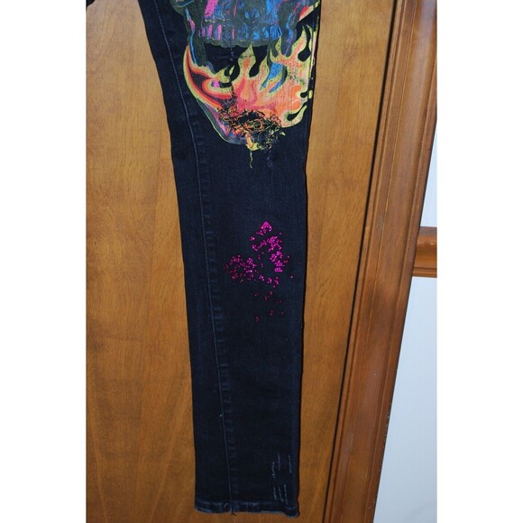 GFTD LA Los Angeles Men's Embellished Distressed Skinny Jeans Size 32 Black - Picture 4 of 6